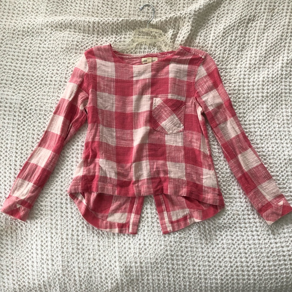 Gingham high-low top